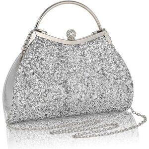Clutch Purse for Women Small Sequin Silver